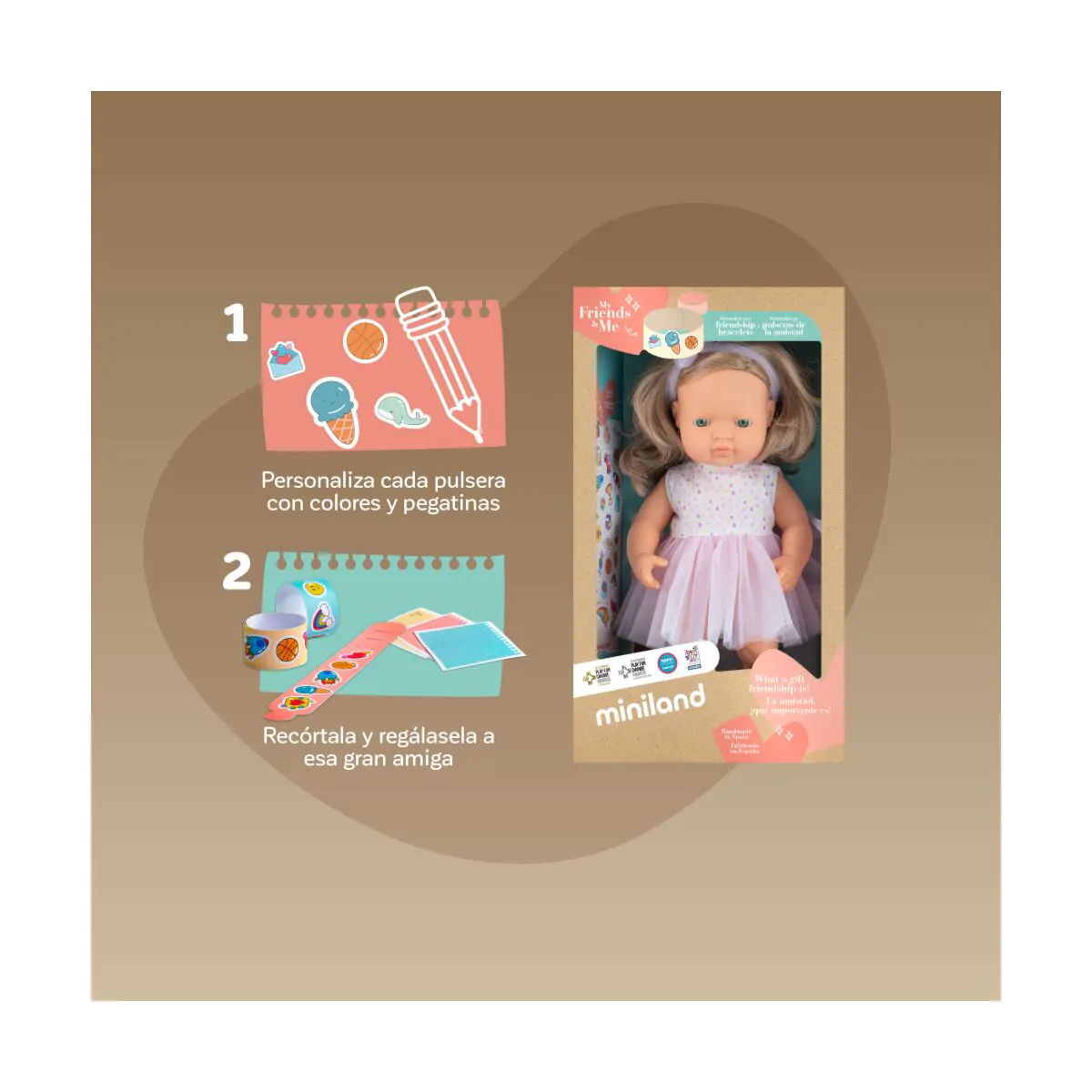 Miniland® Punčka Caucasian Girl 38cm My Friends & Me Miniland