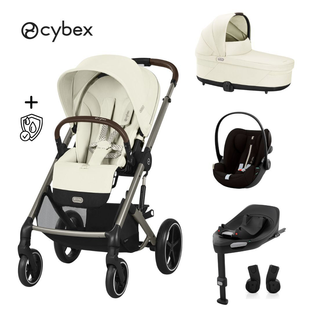 Cybex® Otroški voziček 4v1 Balios S Lux + Avtosedež Cloud G + IsoFix baza G Seashell Beige (+ Rain cover) Cybex