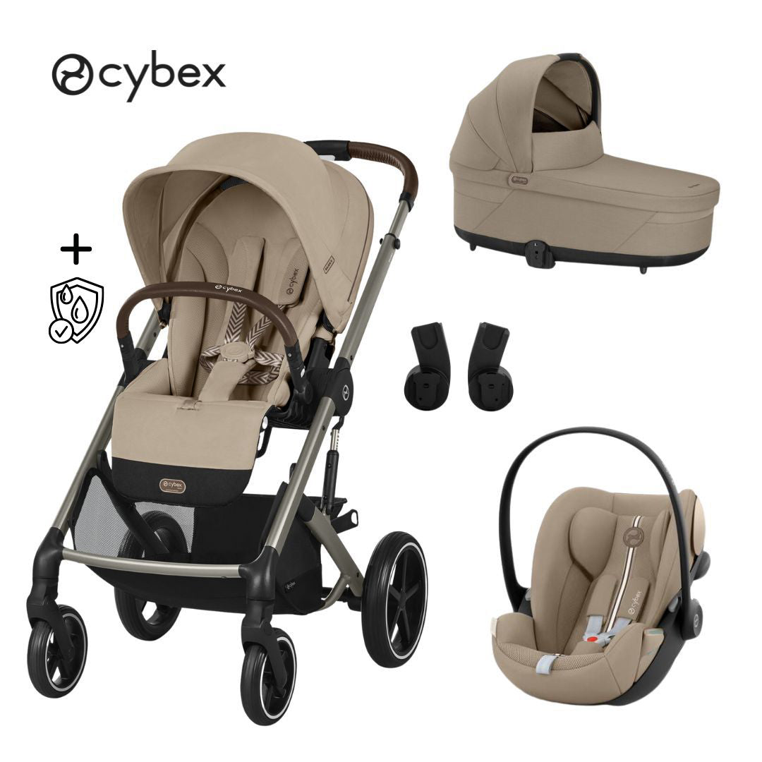Cybex® Otroški voziček 3v1 Balios S Lux + Avtosedež Cloud G Almond Beige (+ Rain cover) Cybex