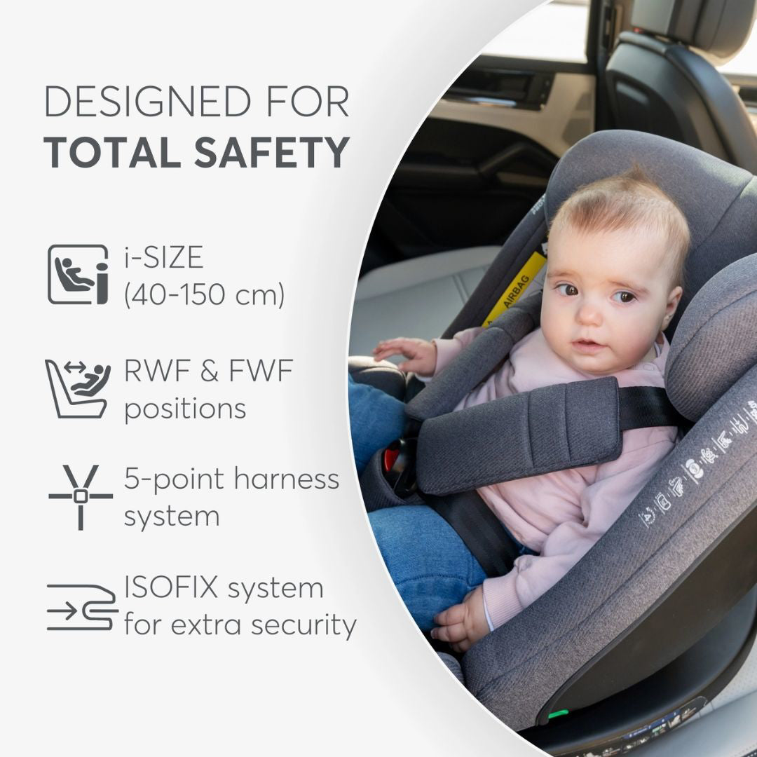 KikkaBoo® Otroški avtosedež 360 i-Secure i-SIZE (40-150 cm) Dark Grey KikkaBoo