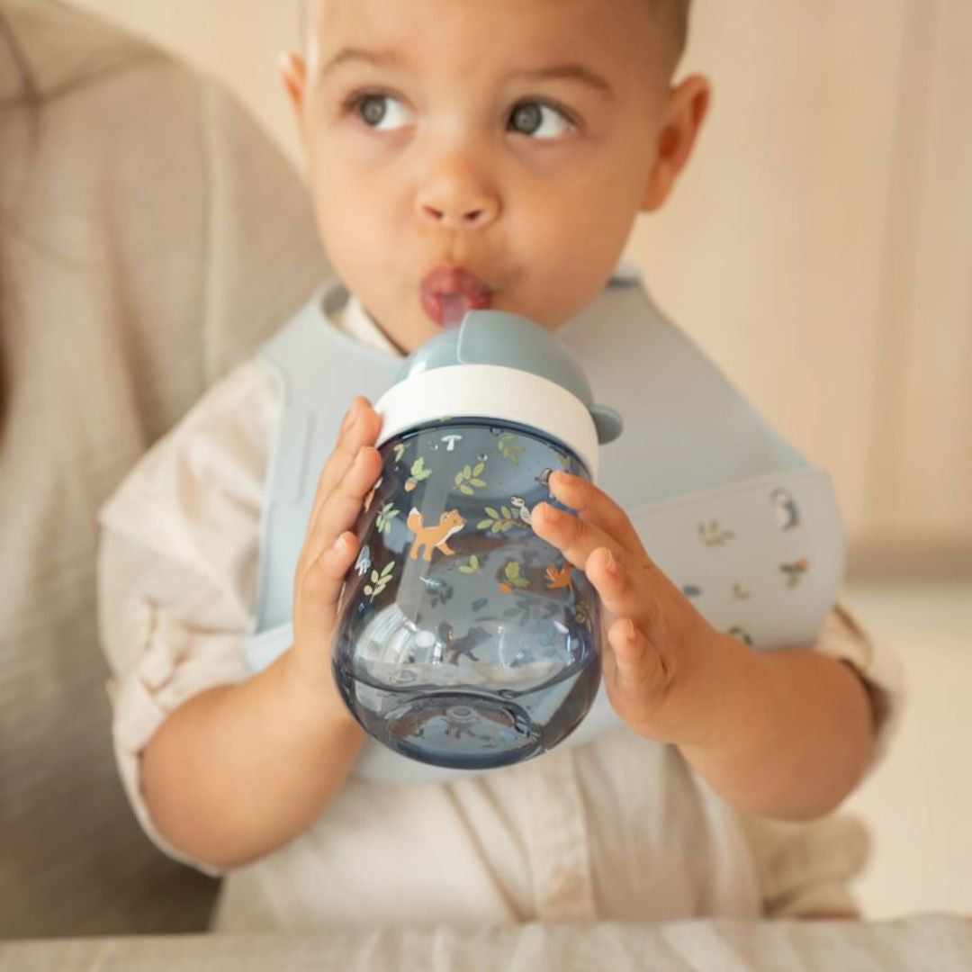 Little Dutch® Steklenička s slamico Forest Friends 300ml Little Dutch