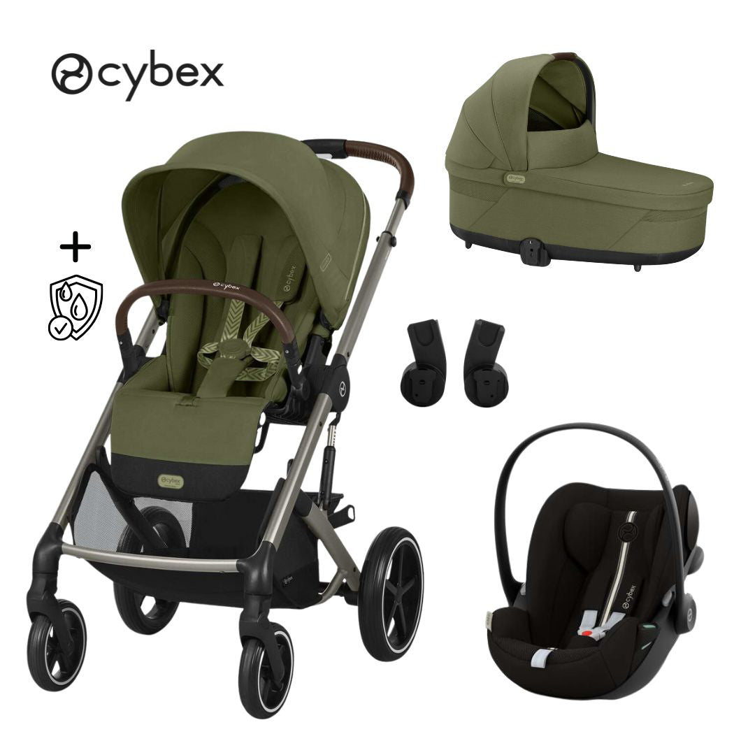 Cybex® Otroški voziček 3v1 Balios S Lux + Avtosedež Cloud G Moss Green (+ Rain cover) Cybex