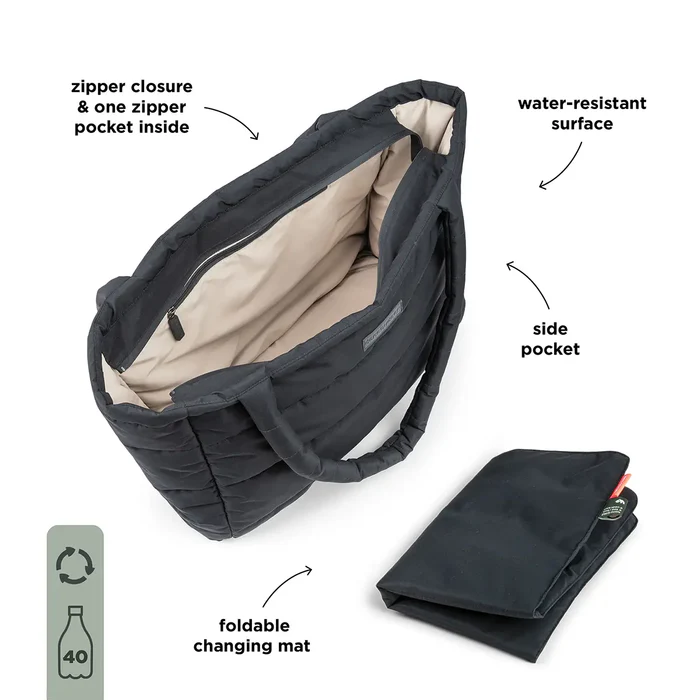 Done by Deer® Previjalna torba Quilted Tote Black Done by Deer