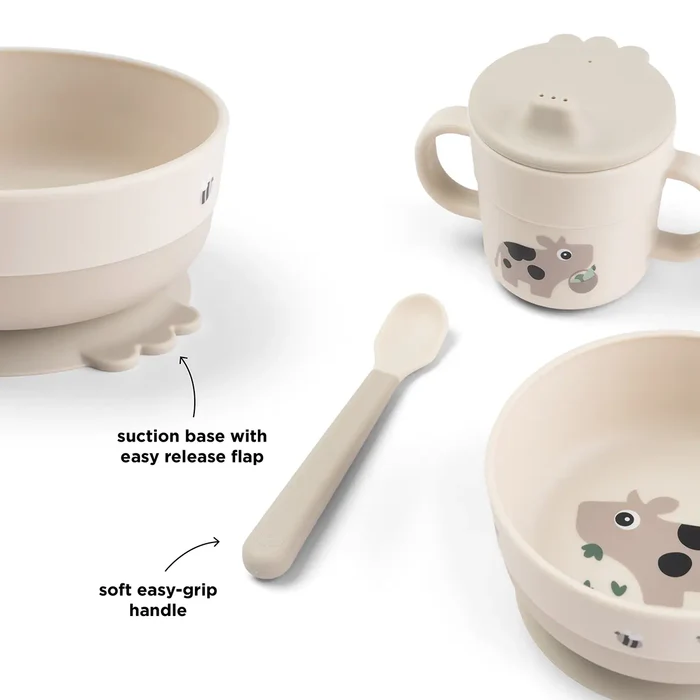 Done by Deer® Prvi jedilni set Foodie Tiny farm Sand Done by Deer