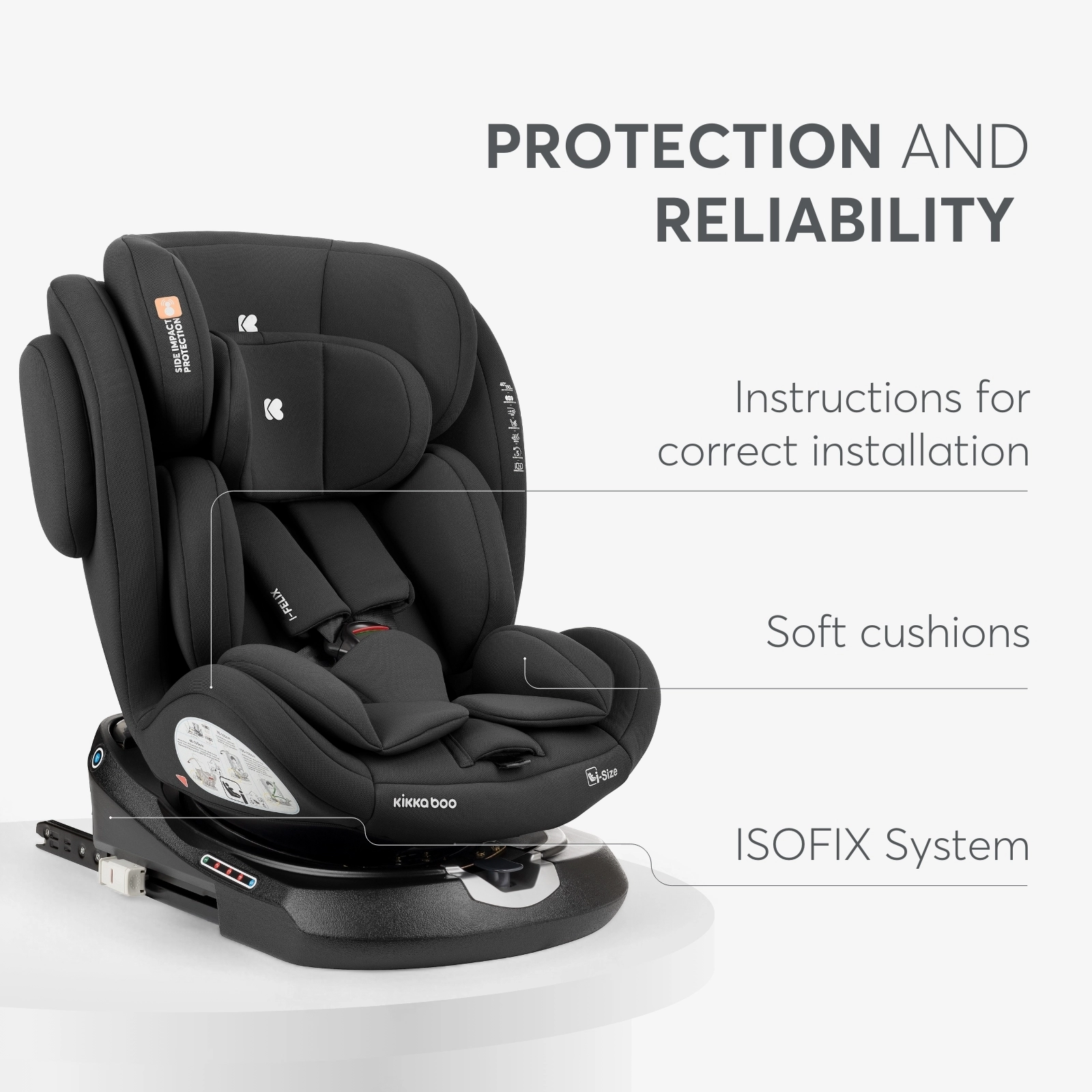 KikkaBoo® Otroški avtosedež 360° i-Felix i-SIZE (40-150 cm) Light Grey KikkaBoo