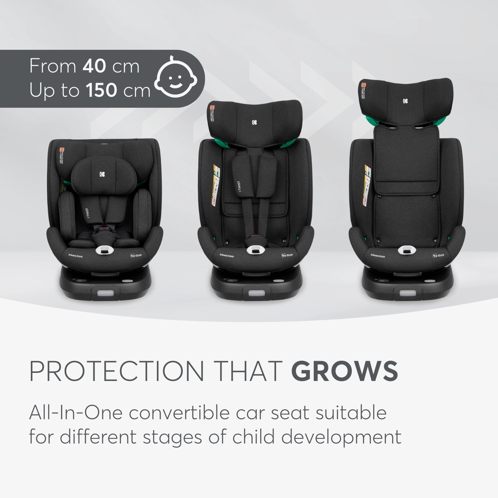 KikkaBoo® Otroški avtosedež 360° i-Twist i-SIZE (40-150 cm) Light Grey KikkaBoo