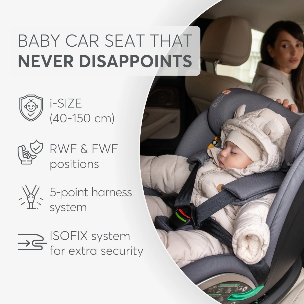 KikkaBoo® Otroški avtosedež 360° i-Drive i-SIZE (40-150 cm) Black KikkaBoo