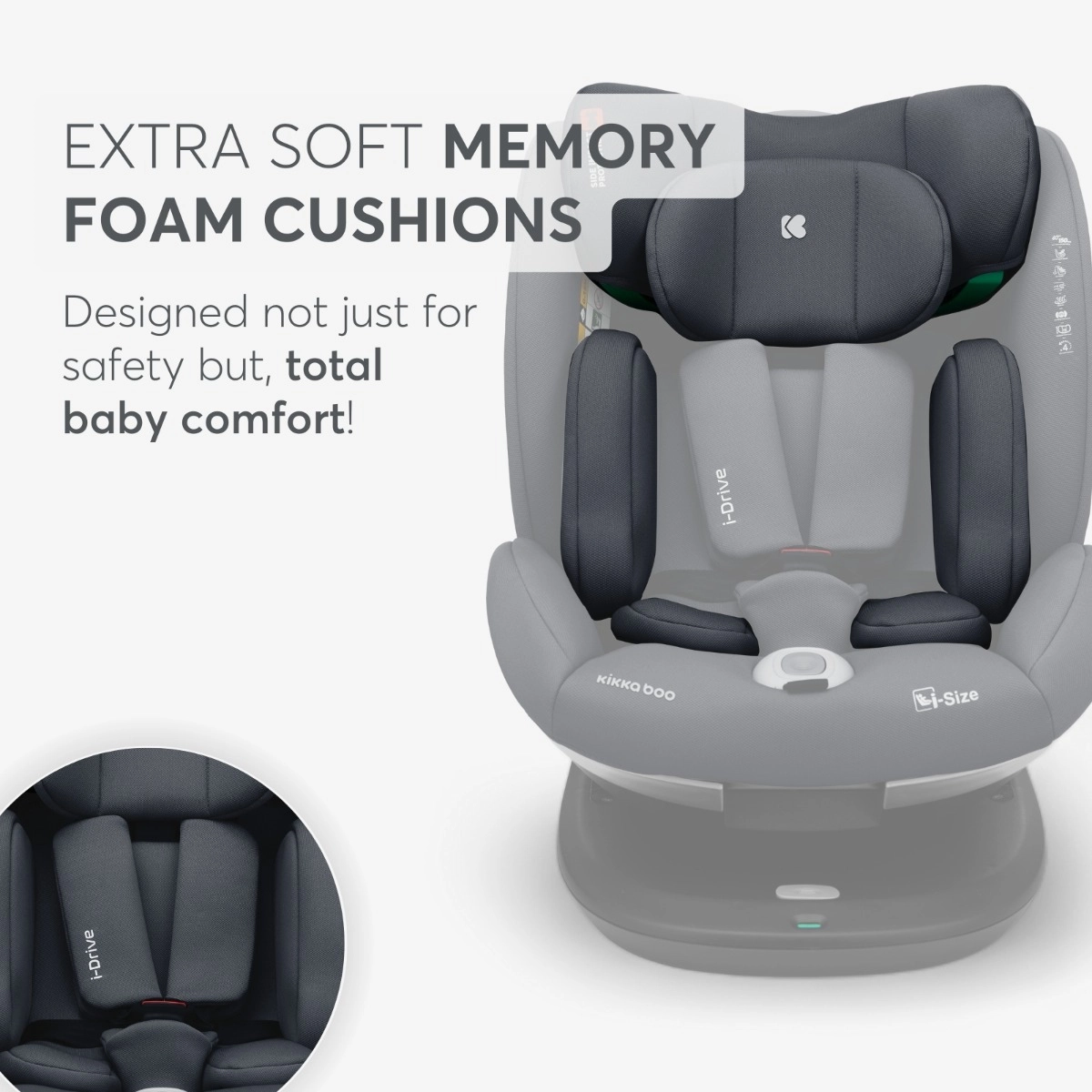 KikkaBoo® Otroški avtosedež 360° i-Drive i-SIZE (40-150 cm) Dark Grey KikkaBoo