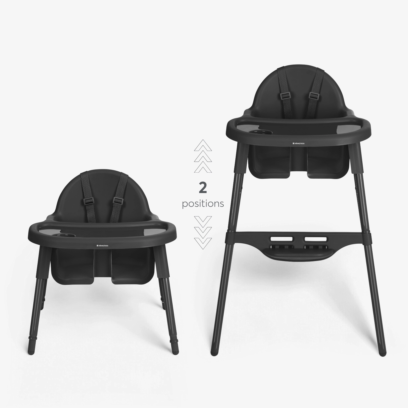 KikkaBoo® Otroški stol za hranjenje 2v1 Jammy Black KikkaBoo