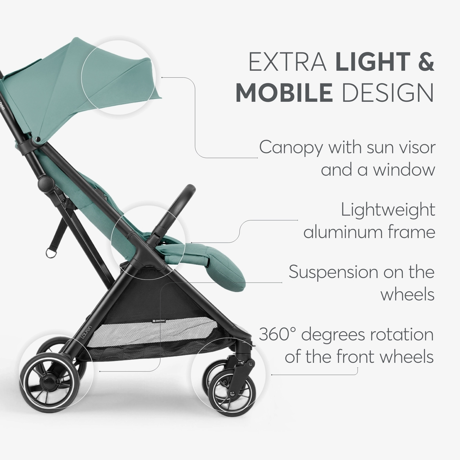 KikkaBoo® Otroški voziček Lauren Mint 2025 KikkaBoo