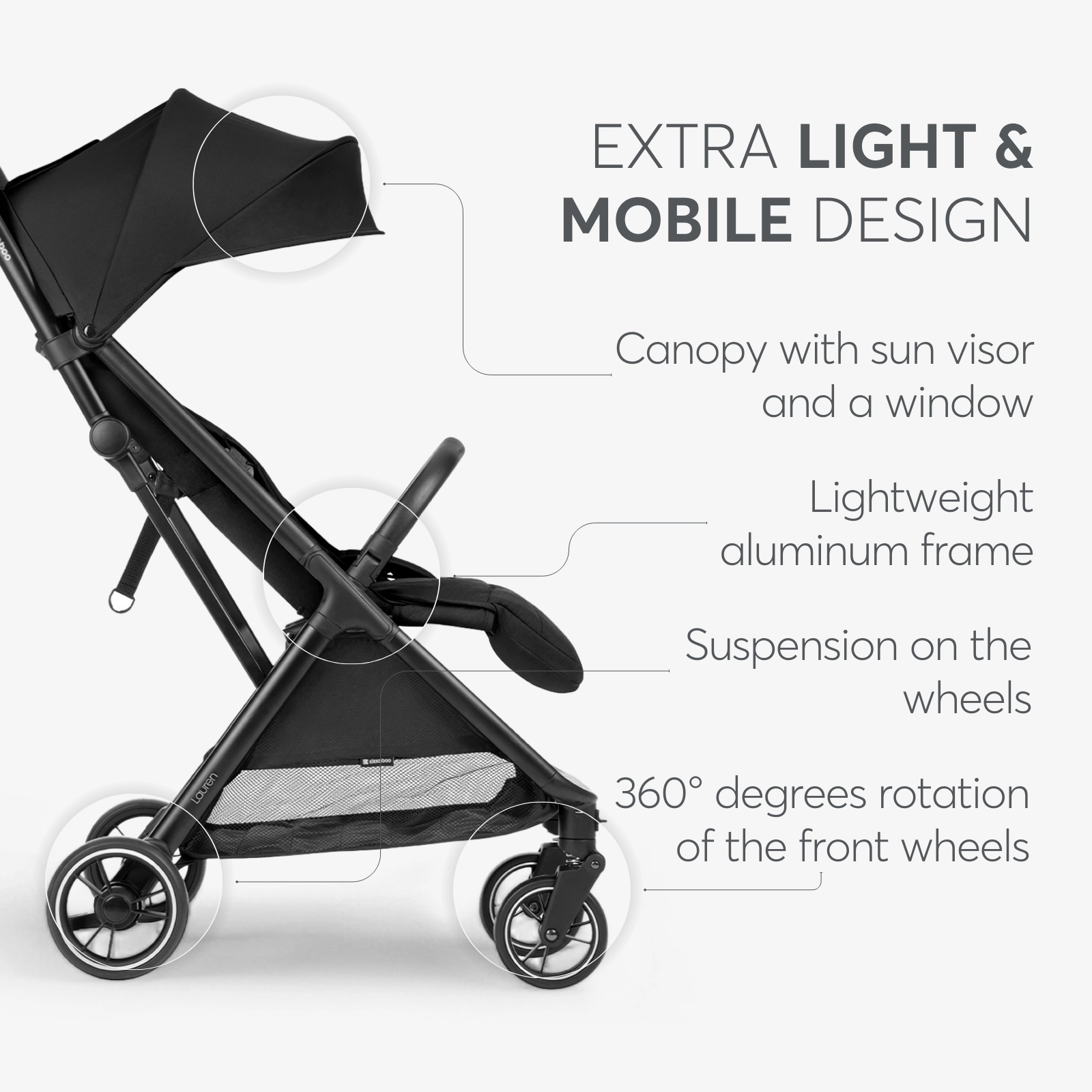 KikkaBoo® Otroški voziček Lauren Black 2025 KikkaBoo