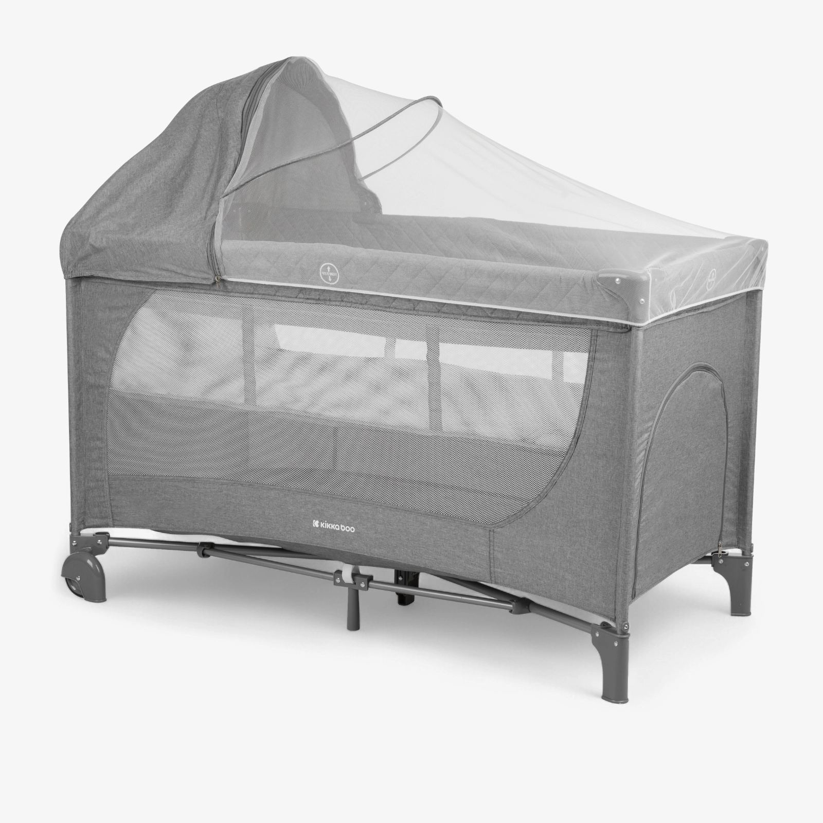KikkaBoo® Prenosna posteljica 2 levels 125x65 Medley PLUS Grey KikkaBoo