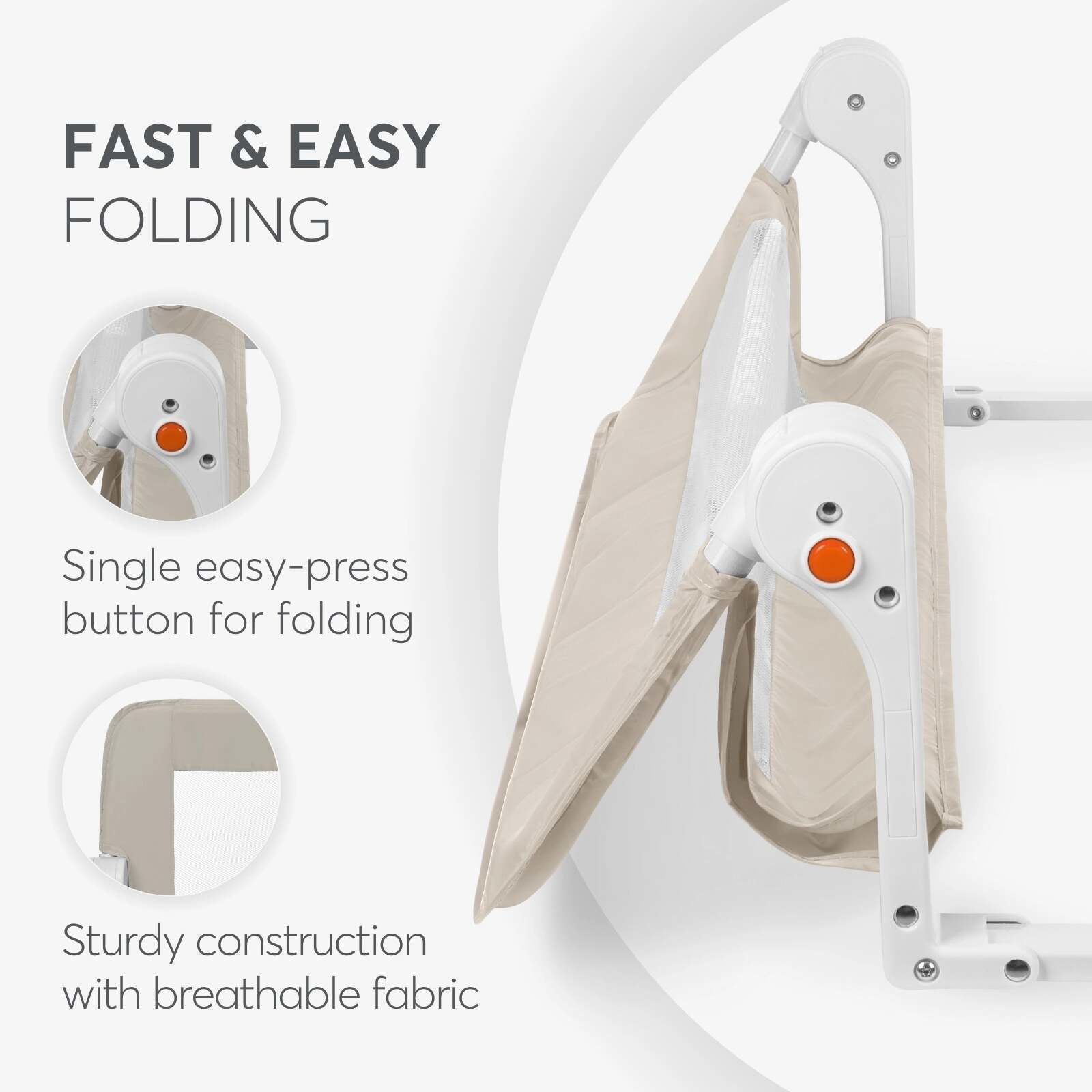 KikkaBoo® Posteljno varovalo I am Safe 120 cm Beige KikkaBoo