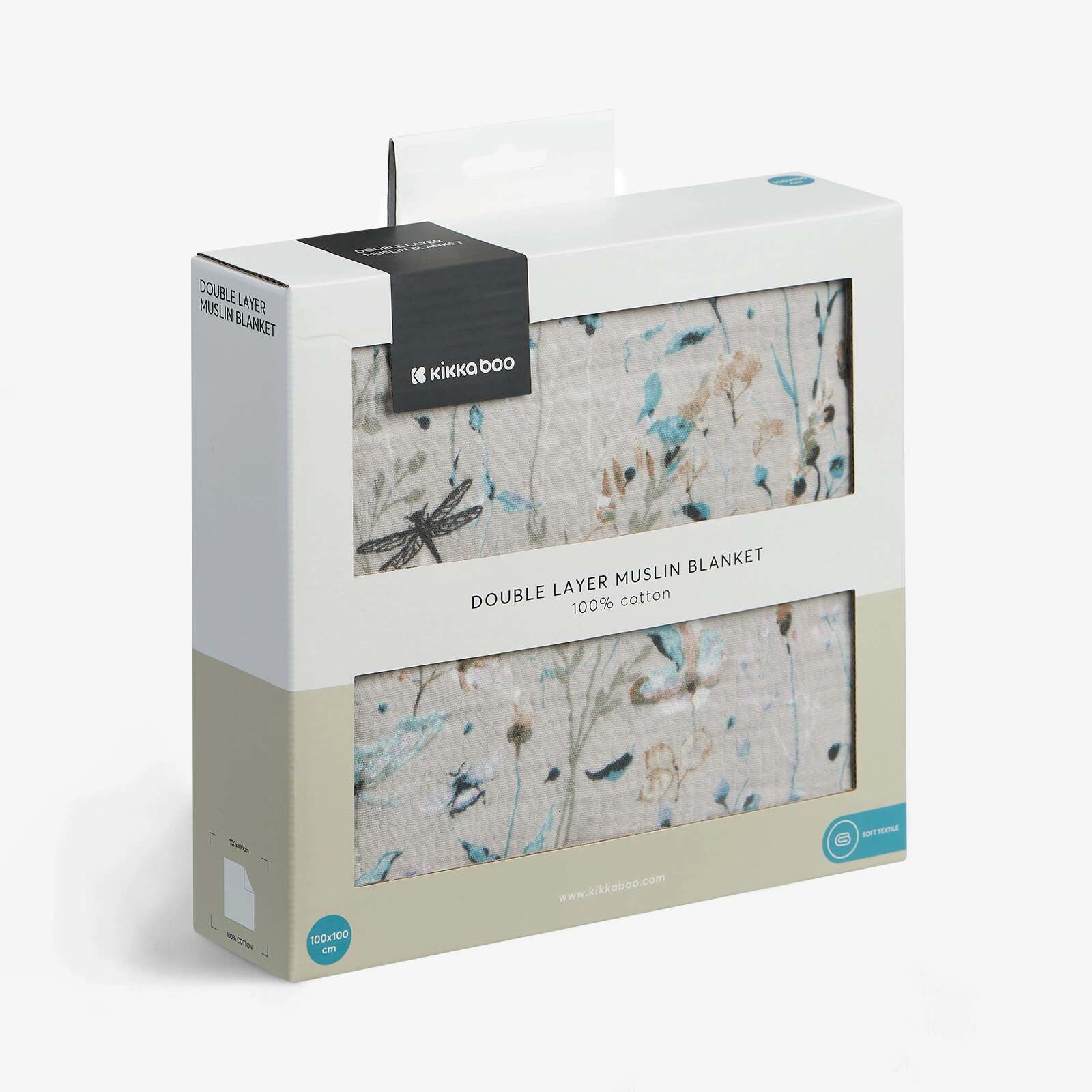 KikkaBoo® Odejica iz muslina 100x100 cm 2-slojna Dreamy Fields Grey KikkaBoo