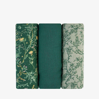 KikkaBoo® Tetra pleny z mušelínu 3 ks 75x75 cm Secret Garden Green