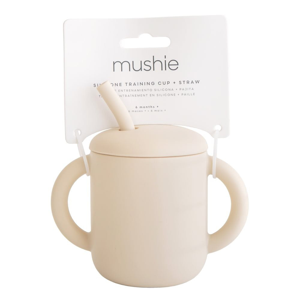 Mushie® Silikonski kozarček s slamico Dinosaurs Mushie