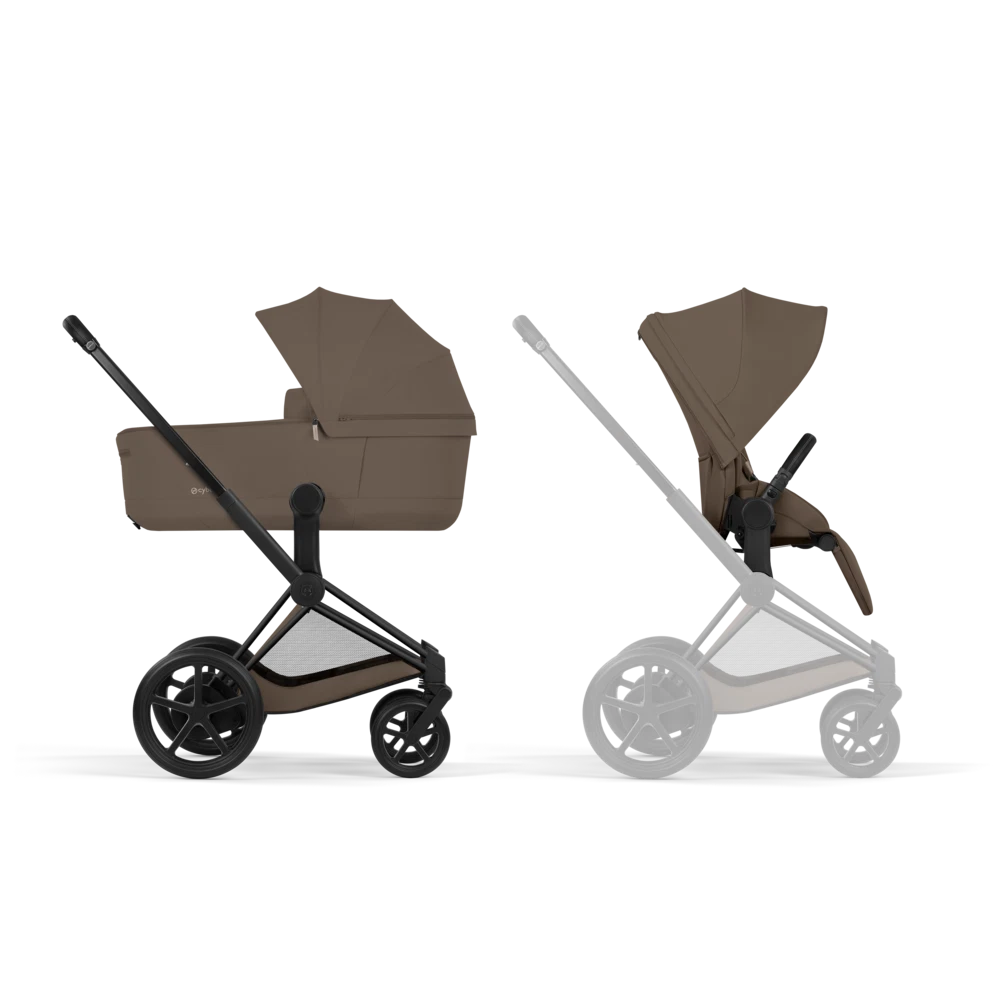 Cybex Platinum® Otroški voziček s zložljivo košaro 2v1 e-Priam™ Comfort Coconut Brown | Matt Black Cybex Platinum