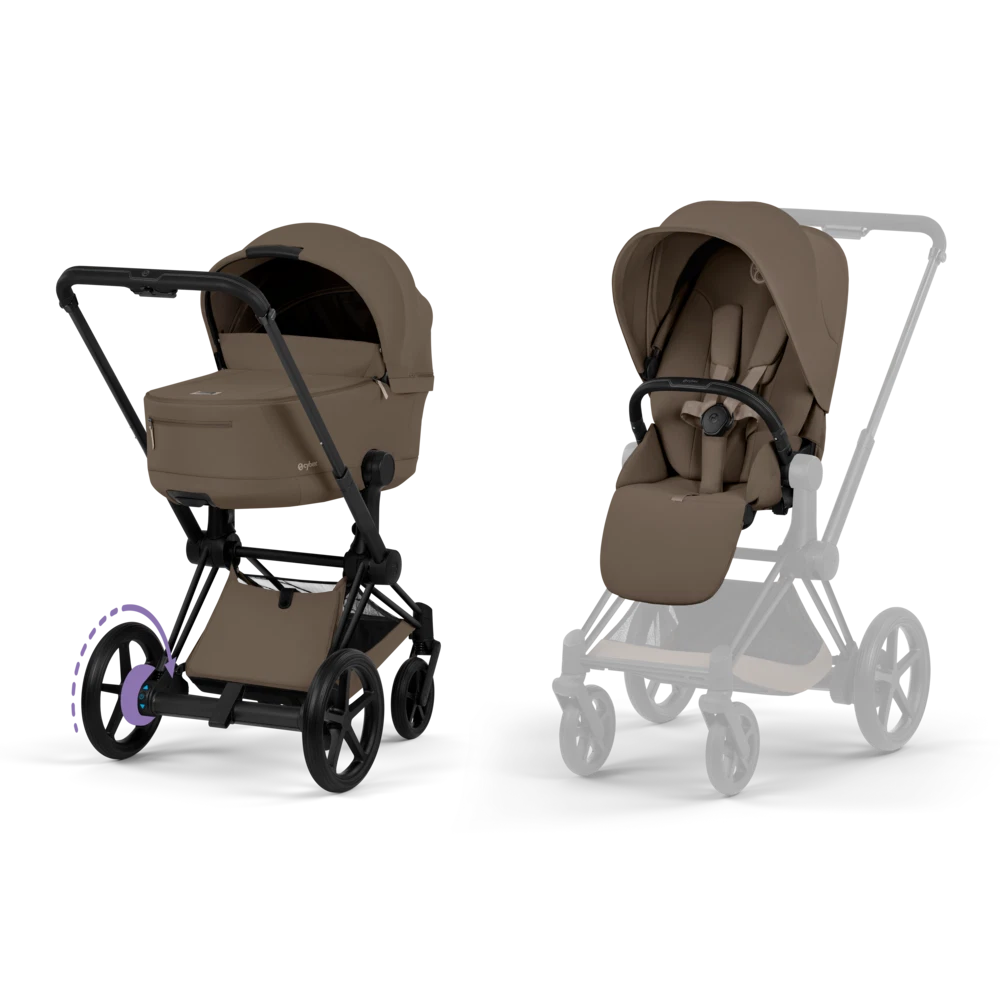 Cybex Platinum® Otroški voziček s zložljivo košaro 2v1 e-Priam™ Comfort Coconut Brown | Matt Black Cybex Platinum