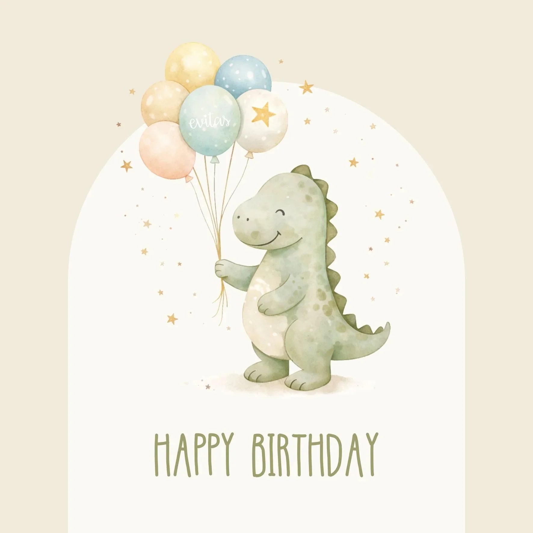Evitas™ Voščilnica s kuverto za rojstni dan ANG Happy Birthday Dino Evitas