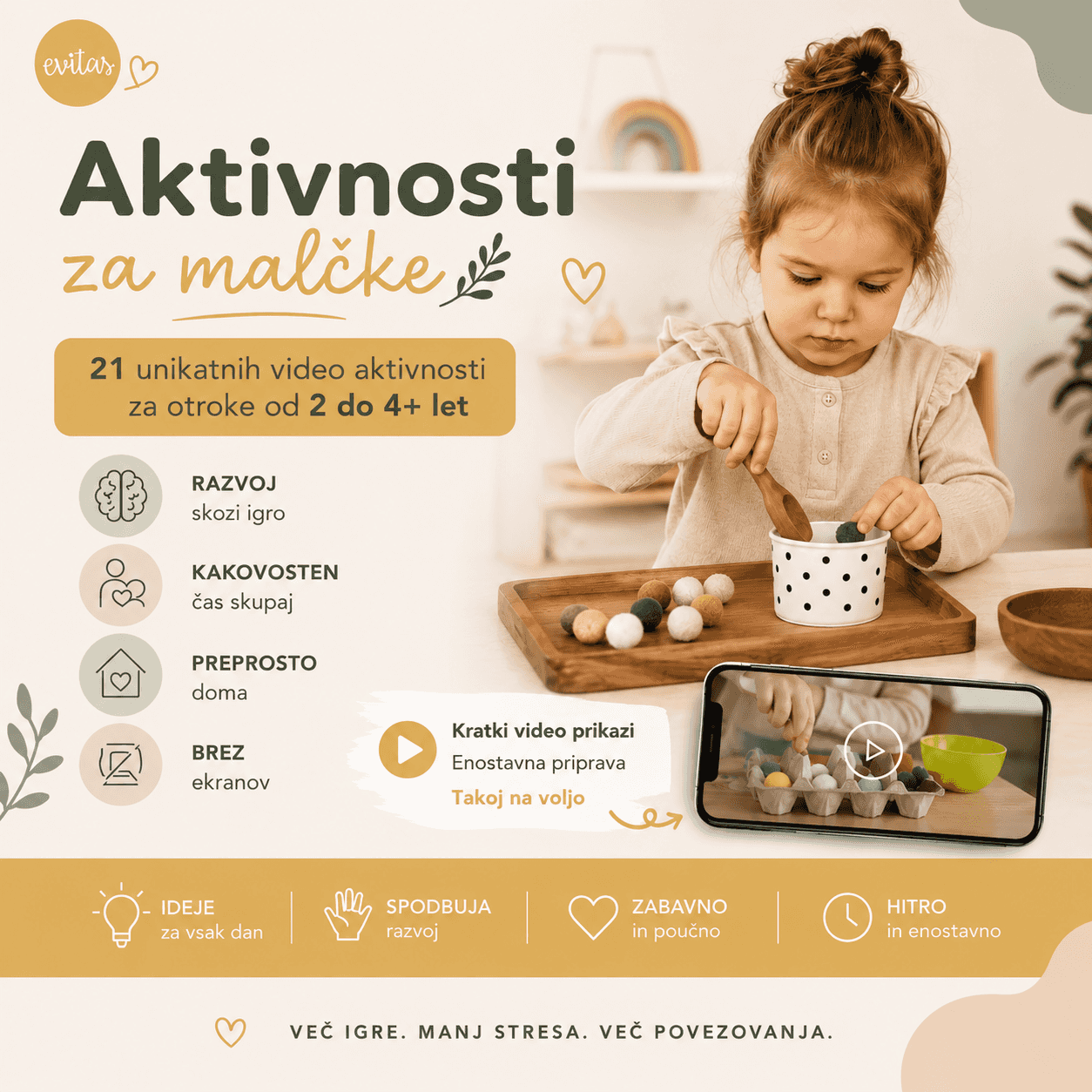 21 unikatnih video aktivnosti za otroke od 2 do 4+ let Evitas