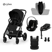 Cybex® Poussette d'enfant 4en1 avec nacelle pliable Balios S Lux + Nacelle Amya + Siège auto Cloud G3 + Base IsoFix G3 Moon Black