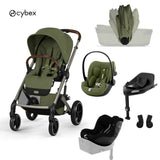 Cybex® Stroller with Foldable Bassinet 5v1 Balios S Lux + Car Seat Cloud G3 + IsoFix Base G3 + Car Seat Sirona G3 Moss Green