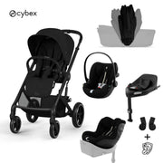 Cybex® Poussette pliable 5en1 Balios S Lux + Siège auto Cloud G3 + Base IsoFix G3 + Siège auto Sirona G3 Moon Black (+ Habillage pluie)