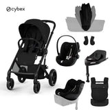 Cybex® 5-in-1 Baby Stroller with Folding Bassinet Balios S Lux + Amya Carrycot + Cloud G3 Car Seat + IsoFix Base G3 + Sirona G3 Car Seat Moon Black