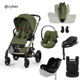 Cybex® 5-in-1 Stroller with Folding Bassinet Balios S Lux + Amya Carrycot + Cloud G3 Car Seat + G3 IsoFix Base + Sirona G3 Car Seat Moss Green