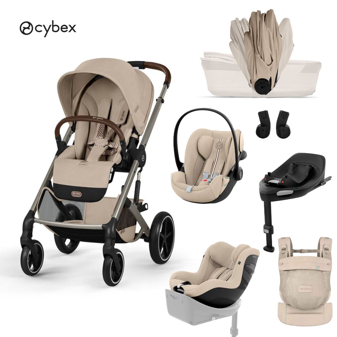 Cybex® 5-in-1 Baby Stroller with Foldable Carrycot Balios S Lux + Amya Carrycot + Cloud G3 Car Seat + IsoFix Base G3 + Sirona G3 Car Seat Almond Beige