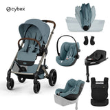 Cybex® Wózek dziecięcy ze składaną gondolą 5w1 Balios S Lux + Nosidełko Amya + Fotelik Cloud G3 + Baza IsoFix G3 + Fotelik Sirona G3 Stormy Blue