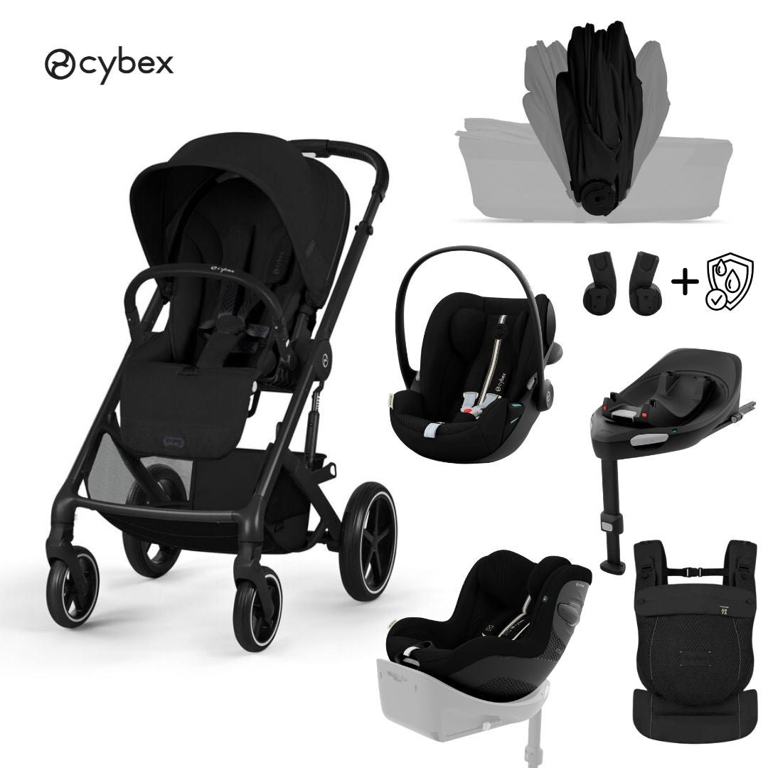 Cybex® Otroški voziček z zložljivo košaro 5v1 Balios S Lux + Nosilka Amya + Avtosedež Cloud G3 + IsoFix baza G3 + Avtosedež Sirona G3 Moon Black (+