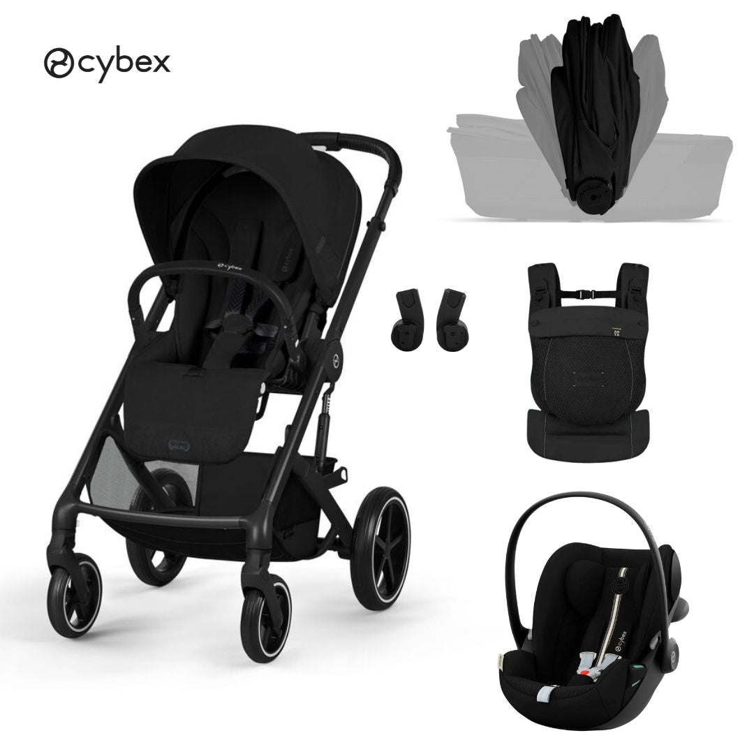 Cybex® 3-in-1 Baby Stroller with Foldable Bassinet Balios S Lux + Amya Carrycot + Cloud G3 Car Seat Moon Black