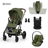 Cybex® Baby Stroller with Foldable Basket 3in1 Balios S Lux + Amya Carrycot + Cloud G3 Car Seat Moss Green