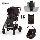 Cybex® Stroller with foldable carrycot 3in1 Balios S Lux + Amya Carrier + Cloud G3 Car Seat Chocolate Brown