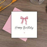 Čestitka s kuvertom 10,5x10,5 cm Happy Birthday Pink Bow