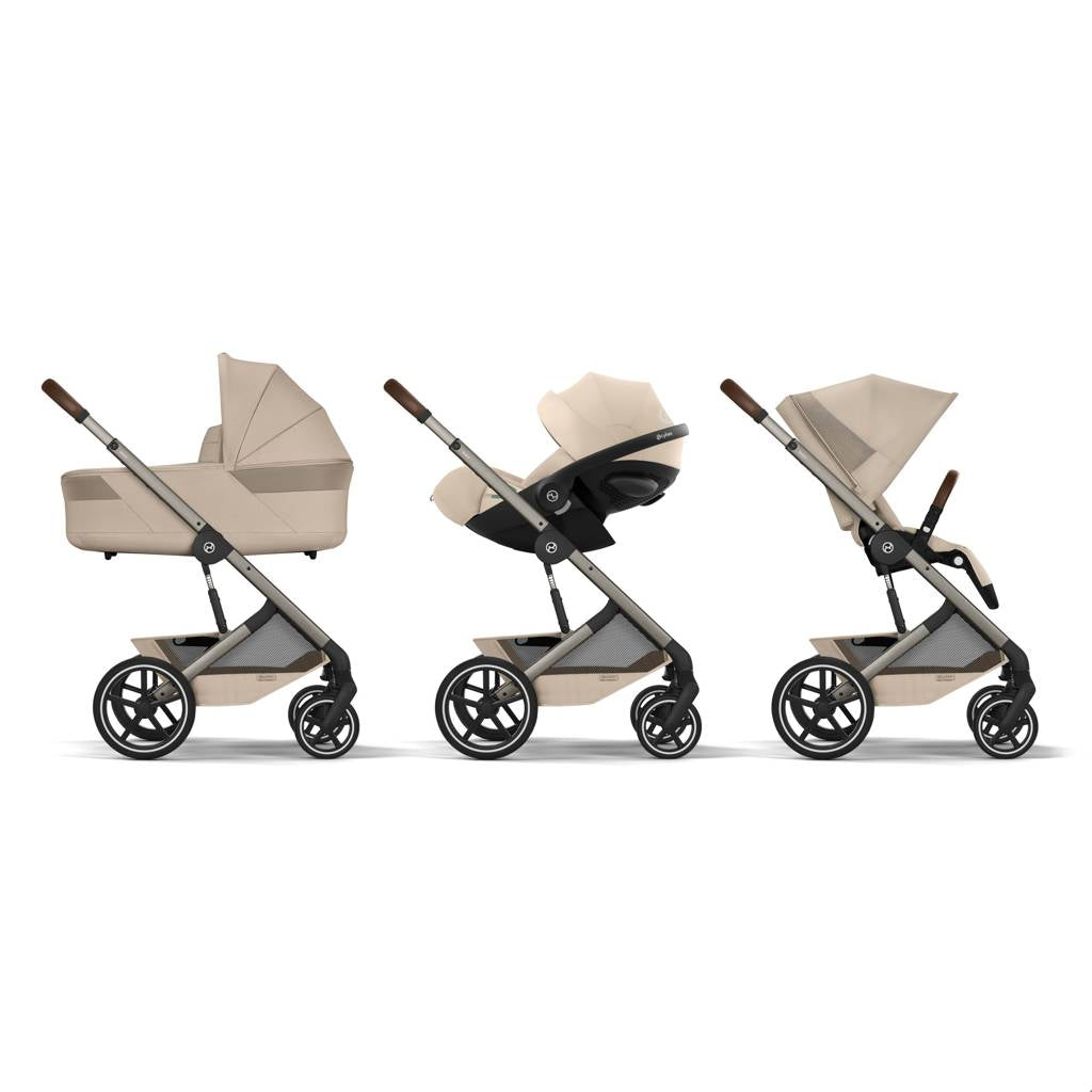Cybex® Balios™ S Lux 2-in-1 Stroller with Cot S Lux Almond Beige (Taupe Frame)