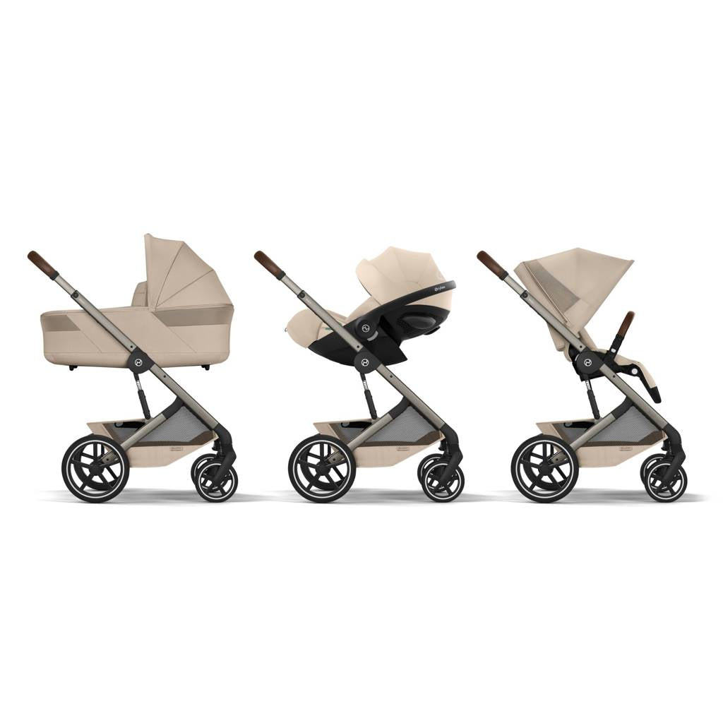 Cybex® Balios™ S Lux 2-in-1 Stroller with Cot S Lux Almond Beige (Taupe Frame)
