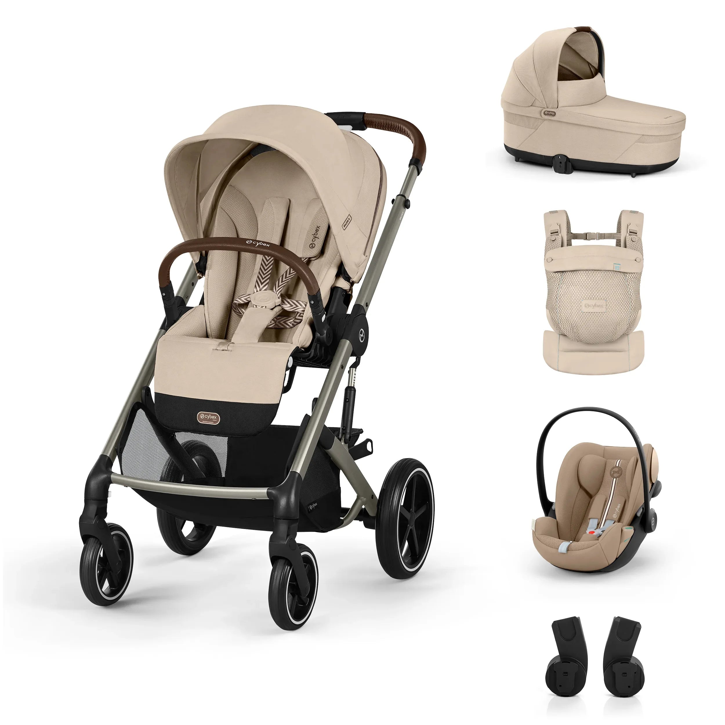 Cybex® Otroški voziček 3v1 Balios S Lux + Nosilka Amya + Avtosedež Cloud G Almond Beige Cybex