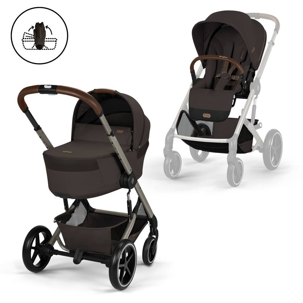 Cybex® Balios S Lux Stroller with Fold Cot 2-in-1 Chocolate Brown (Taupe Frame)