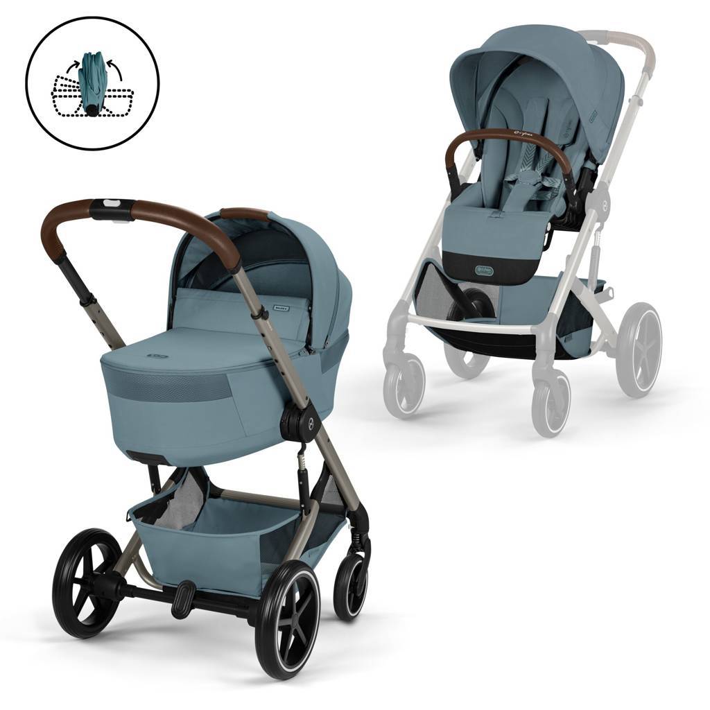 Cybex® Balios S Lux Stroller with Fold Cot 2-in-1 Stormy Blue (Taupe Frame)