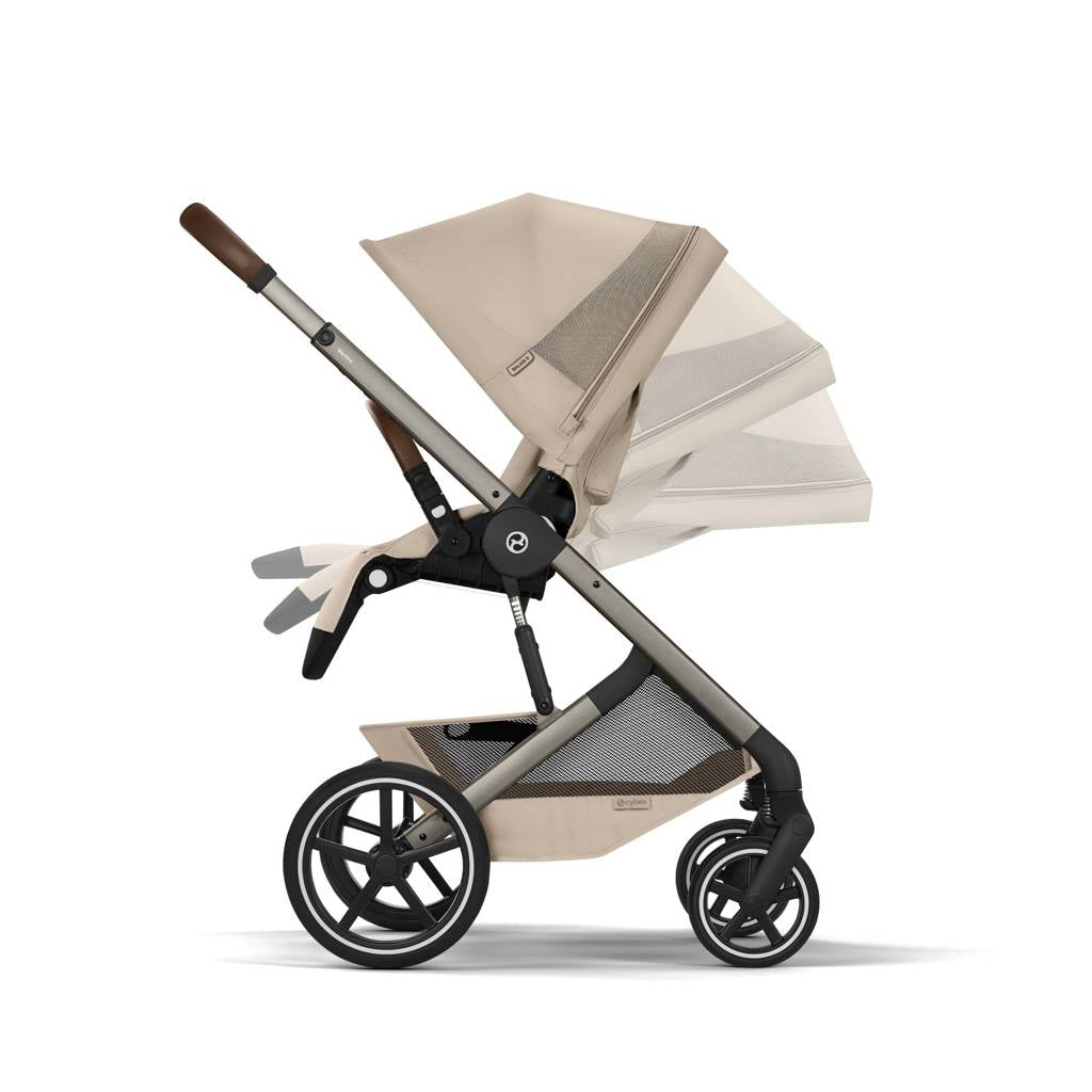 Cybex® Balios™ S Lux 2-in-1 Stroller with Cot S Lux Almond Beige (Taupe Frame)