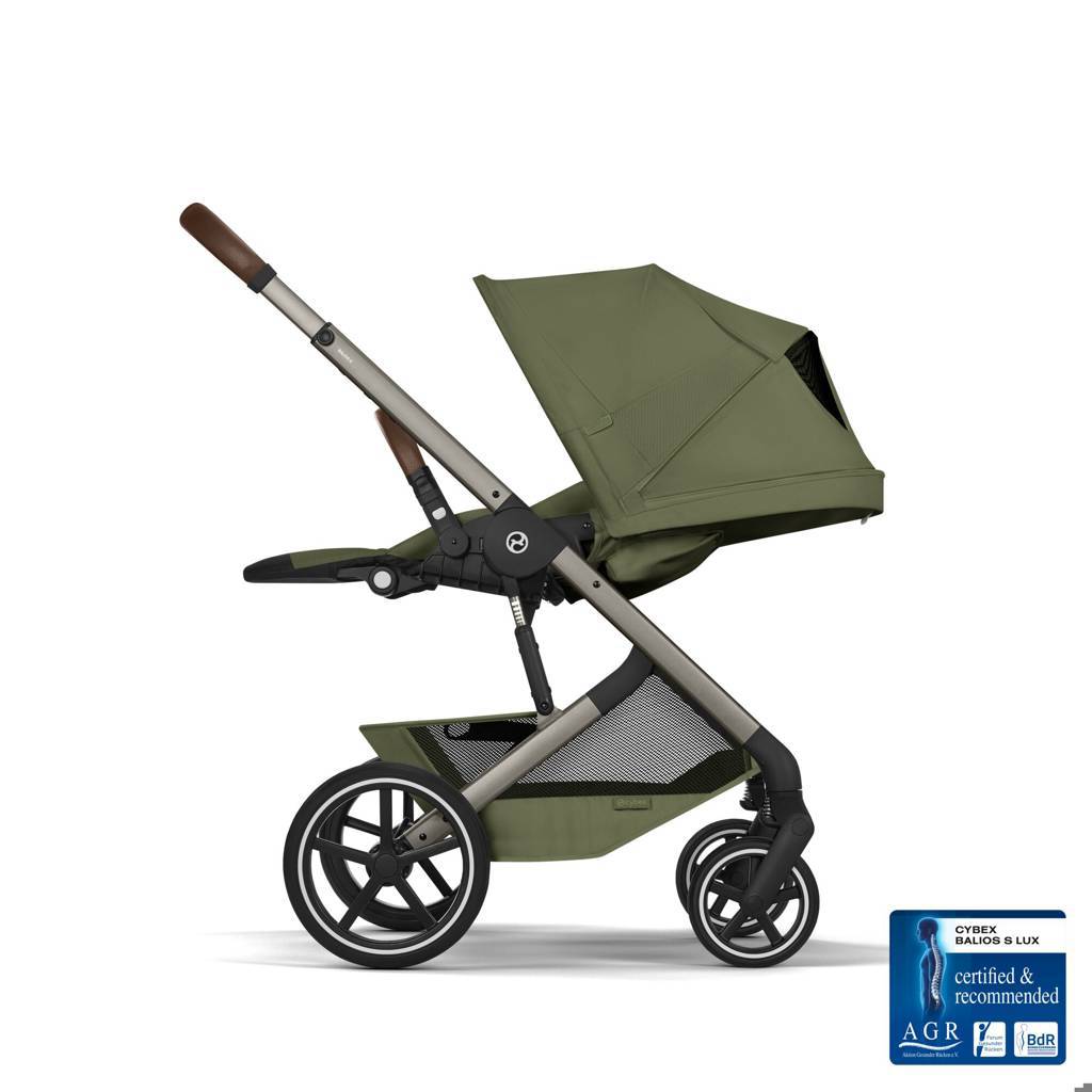 Cybex® Balios S Lux Stroller with Fold Cot 2-in-1 Moss Green (Taupe Frame)