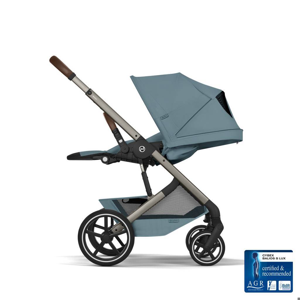 Cybex® Balios S Lux Stroller with Fold Cot 2-in-1 Stormy Blue (Taupe Frame)