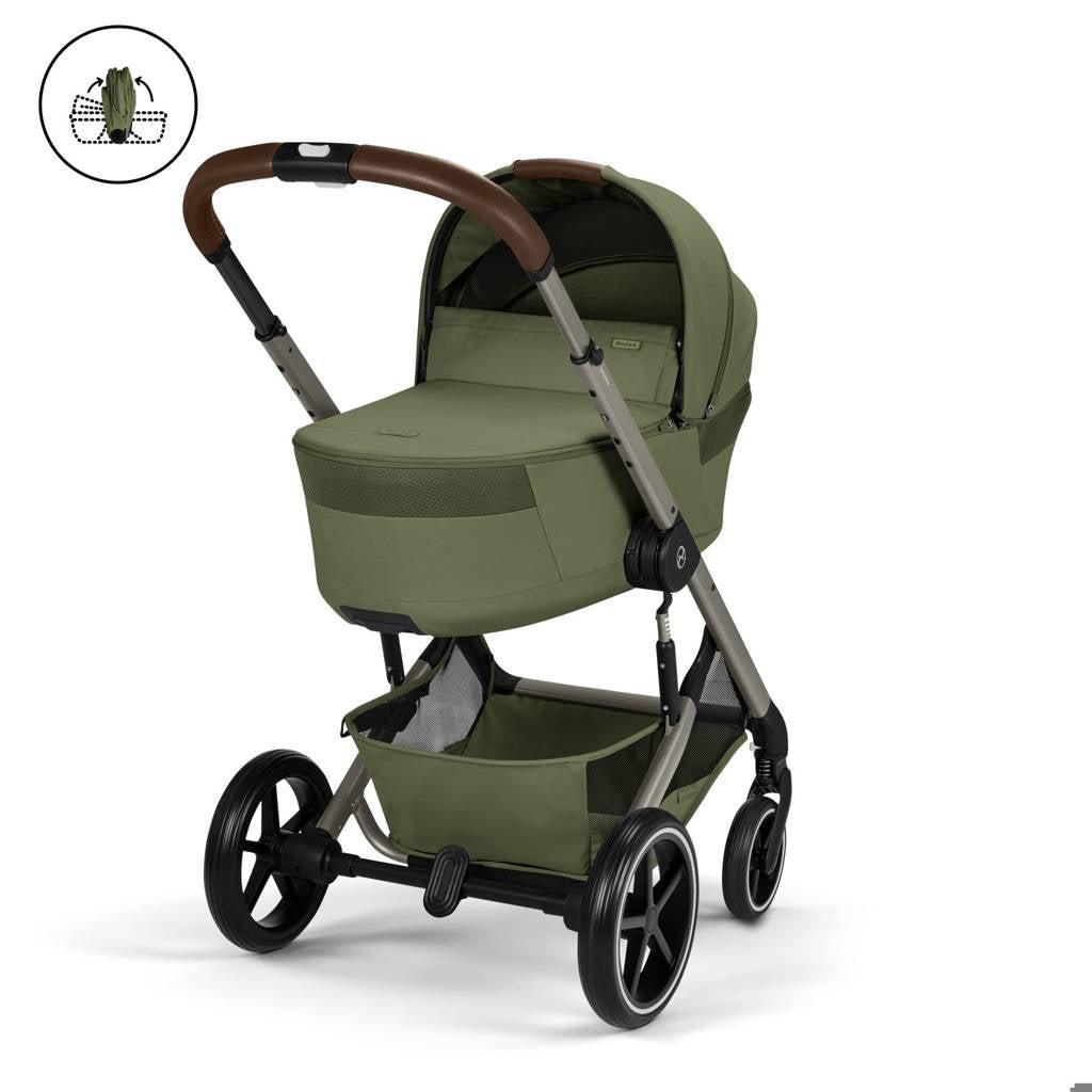 Cybex® Balios S Lux Stroller with Fold Cot 2-in-1 Moss Green (Taupe Frame)