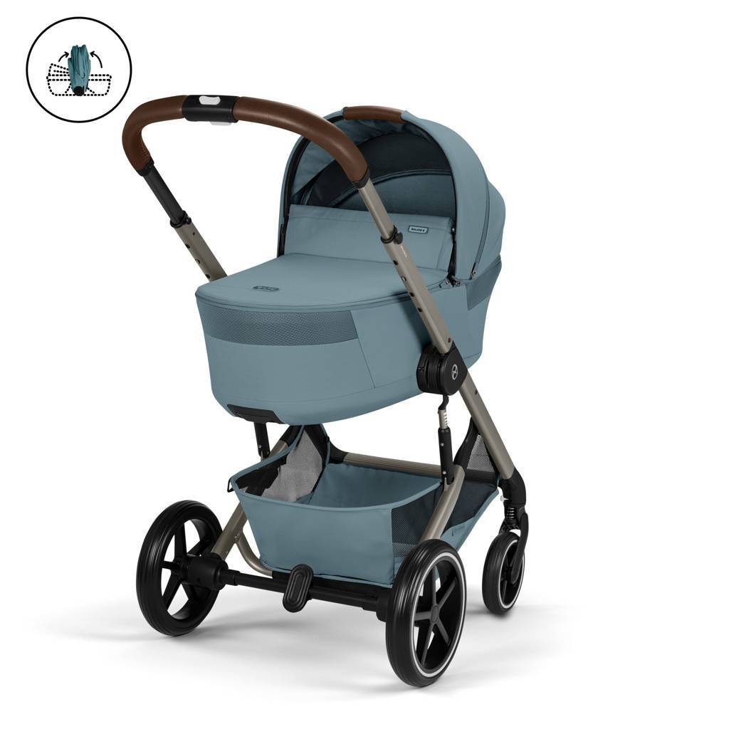 Cybex® Balios S Lux Stroller with Fold Cot 2-in-1 Stormy Blue (Taupe Frame)