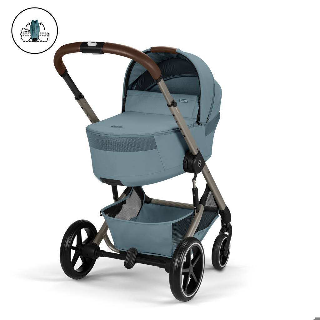 Cybex® Balios S Lux Stroller with Fold Cot 2-in-1 Stormy Blue (Taupe Frame)