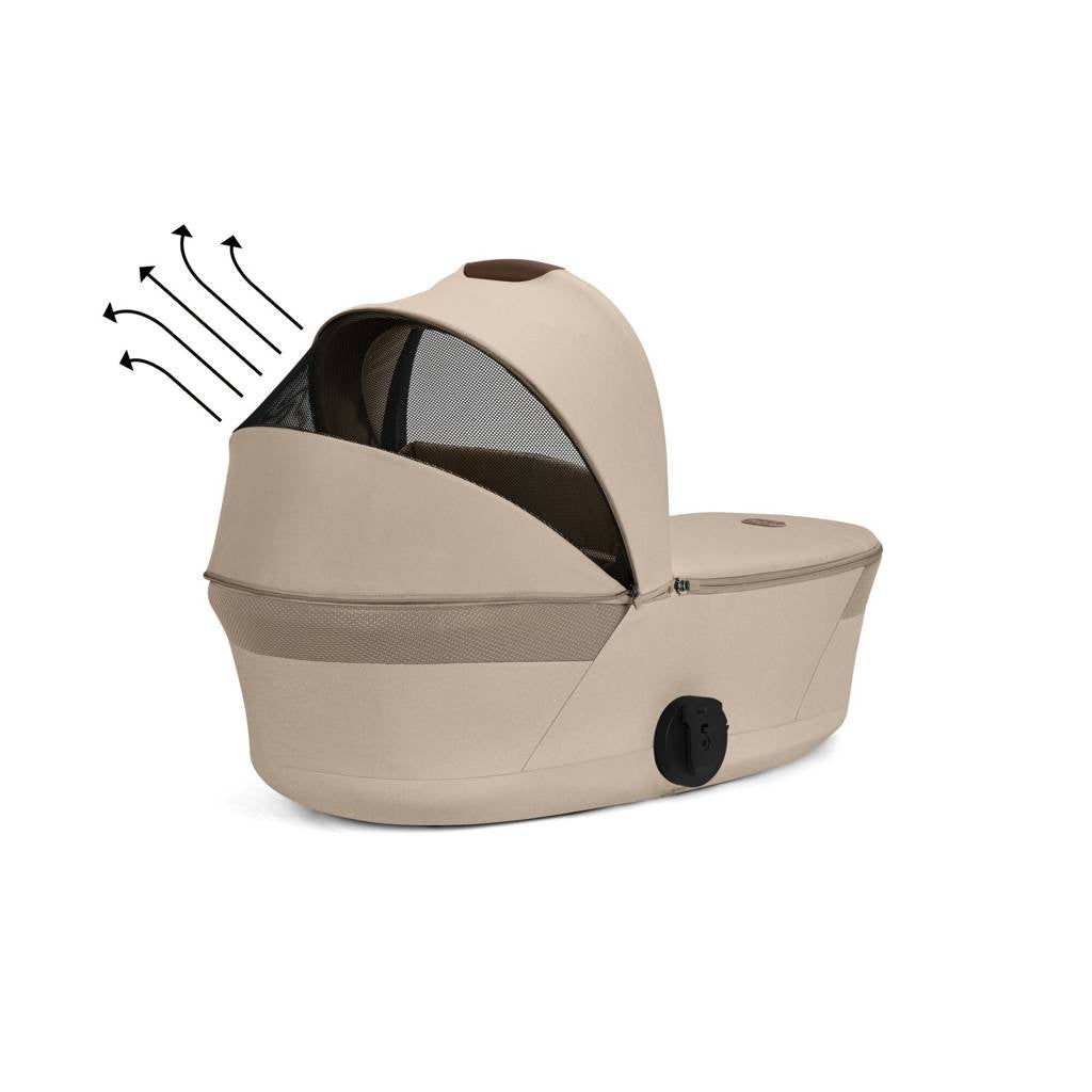 Cybex® Balios S Lux Stroller with Fold Cot 2-in-1 Almond Beige (Taupe Frame)