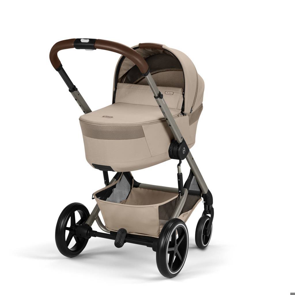 Cybex® Balios S Lux Stroller with Fold Cot 2-in-1 Almond Beige (Taupe Frame)