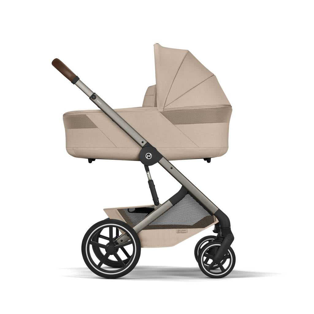 Cybex® Balios™ S Lux 2-in-1 Stroller with Cot S Lux Almond Beige (Taupe Frame)